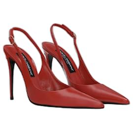 Dolce & Gabbana-Chaussures Slingbacks en cuir verni-Red