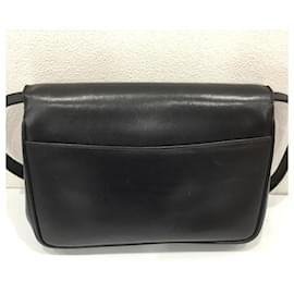 Céline-Celine Vintage Leather Shoulder Bag-Black