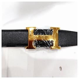 Hermès-Hermes Leather Constance Reversible Belt-Brown,Black