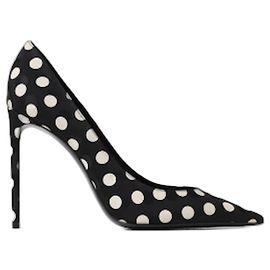 Yves Saint Laurent Black Polka Dot Stiletto Pumps Black