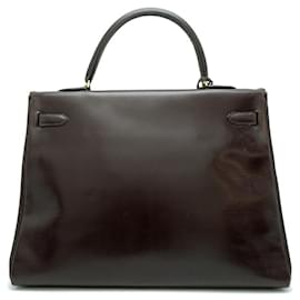 Hermès-Sac à main Hermes Kelly 35-Marron foncé