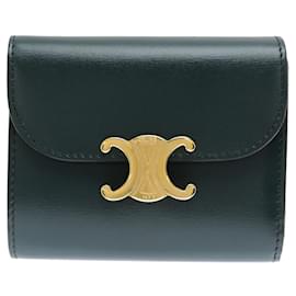 Céline-Celine Triomphe Small Flap Women's Tri-fold Wallet-Green