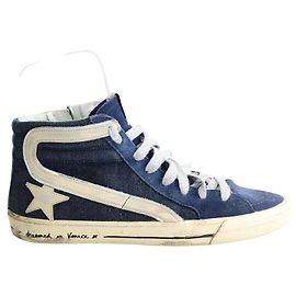 Golden Goose Blaue Leder-Sneaker Blau