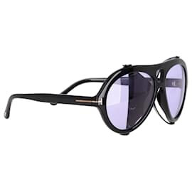 Tom Ford- Tom Ford Neughman Aviator Sunglasses in Black Acetate-Black