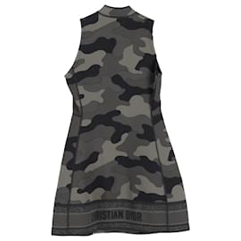Dior- Dior Camouflage Zipped Mini Dress in Grey Polyamide-Grey