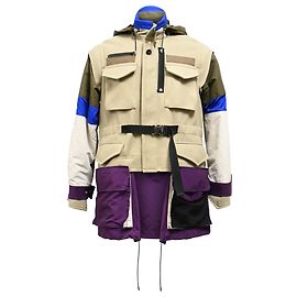 Sacai Melton Jacket in Beige Wool Beige