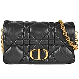 Christian Dior-Christian Dior Dior CARO Macrocannage Chain Shoulder Wallet-Black