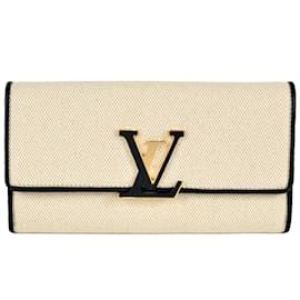 Louis Vuitton-Louis Vuitton Portefeuille Capucines Long Wallet-Black,Beige