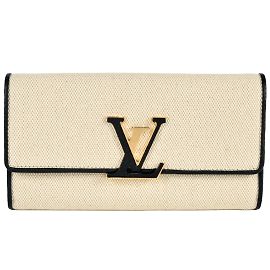 Cartera Larga Capucines de Louis Vuitton Negro Beige