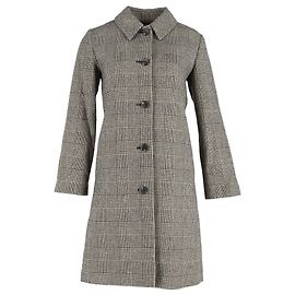 Apc  A.P.C. Houndstooth Single-Breasted Coat in Grey Wool Grey