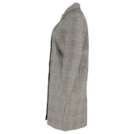 Apc- A.P.C. Houndstooth Single-Breasted Coat in Grey Wool-Grey