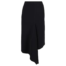 Autre Marque- Dion Lee Asymmetric Midi Skirt in Black Wool-Black