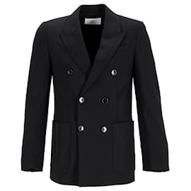 Ami- Ami Double-Breasted Blazer with Pockets in Black Wool-Black