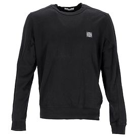 Pull en coton noir avec patch logo Stone Island Noir