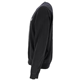 Stone Island-Pull en coton noir avec patch logo Stone Island-Noir