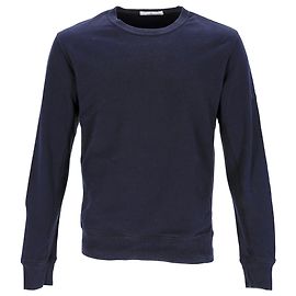 Stone Island Steininsel Kompass-Abzeichen Pullover aus navyblauem Baumwollstoff Blau Marineblau