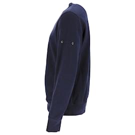 Stone Island-Pull en coton bleu marine avec badge boussole Stone Island-Bleu,Bleu Marine