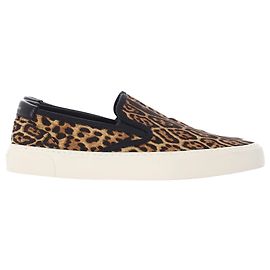 Tênis slip-on de lona com estampa de leopardo Saint Laurent Venice Outro
