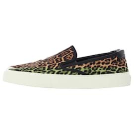 Saint Laurent-Saint Laurent Venice Leopard Slip On Sneakers in Animal Print Canvas-Other
