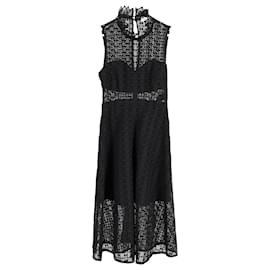 Sandro-Sandro Paris Alisa Crocheted Midi Dress in Black Polyester-Black