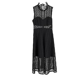 Sandro-Sandro Paris Alisa Crocheted Midi Dress in Black Polyester-Black