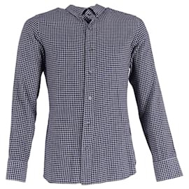 Tom Ford-Tom Ford Check Shirt in Navy Blue Cotton-Blue,Navy blue