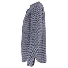 Tom Ford-Tom Ford Check Shirt in Navy Blue Cotton-Blue,Navy blue