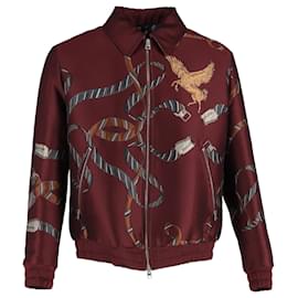 Etro- Etro Printed Zipped Bomber Jacket in Burgundy Polyester-Red,Dark red
