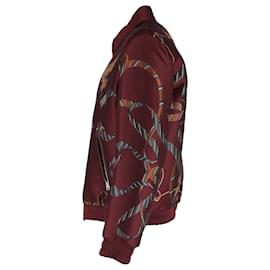 Etro- Etro Printed Zipped Bomber Jacket in Burgundy Polyester-Red,Dark red