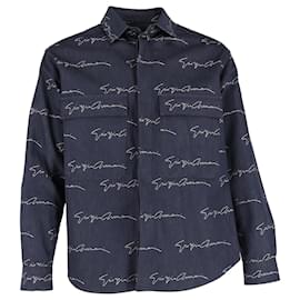 Giorgio Armani-Chemise en denim bleu avec logo Giorgio Armani-Bleu
