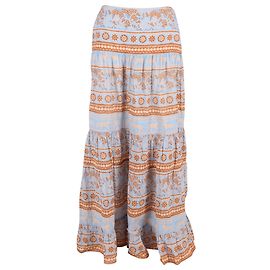 Falda maxi de capas impresa Johanna Ortiz en algodón multicolor Multicolor