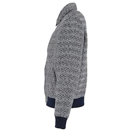 Etro-Veste bomber texturée Etro bleu marine en coton-Bleu,Bleu Marine