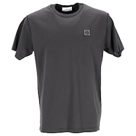 Stone Island-T-shirt en coton gris avec patch boussole Stone Island-Gris