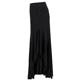 Max Mara-Max Mara Estella Asymmetric Maxi Skirt in Black Viscose-Black