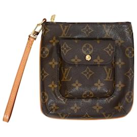 Louis Vuitton-Louis Vuitton Monogram Partition Clutch in Brown Canvas-Red,Dark red
