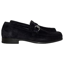 Salvatore Ferragamo-Ferragamo Adam Loafers in Black Suede-Black