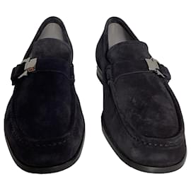 Salvatore Ferragamo-Ferragamo Adam Loafers in Black Suede-Black
