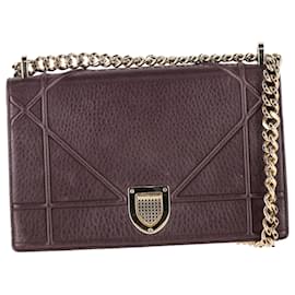 Dior- Dior Small Diorama Chain Shoulder Bag in Burgundy Leather-Red,Dark red