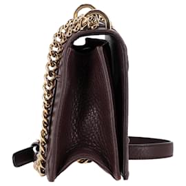Dior- Dior Small Diorama Chain Shoulder Bag in Burgundy Leather-Red,Dark red