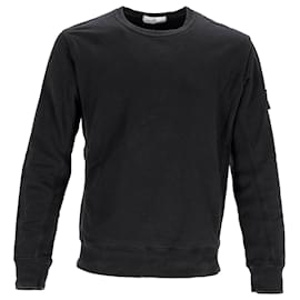 Stone Island-Pull en coton noir avec badge boussole Stone Island-Noir