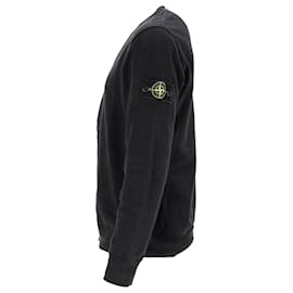 Stone Island-Pull en coton noir avec badge boussole Stone Island-Noir