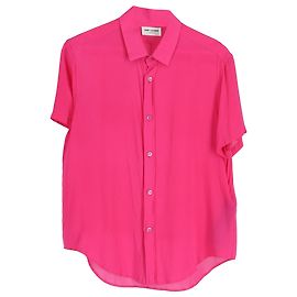 Camisa de manga curta Saint Laurent 2022 em viscose rosa Rosa