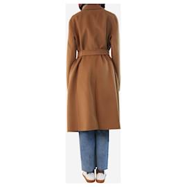 Autre Marque-Camel wool coat with belt - size UK 8-Brown