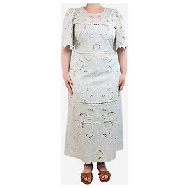 Sea New York Vestido midi de brodería inglesa azul claro - talla UK 16 Azul