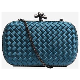 Bottega Veneta Blaue Intrecciato-Clutch Blau