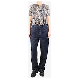 Tibi-Indigo wide-leg utility jeans - size UK 10-Blue