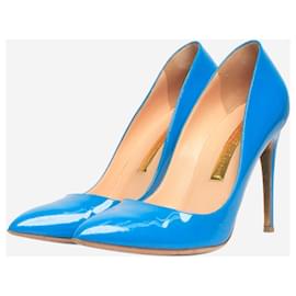 Rupert Sanderson-Blue Malory patent leather pointed-toe pumps - size EU 40-Blue