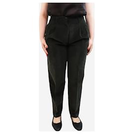 Autre Marque-Dark green corduroy pleated trousers - size UK 16-Green