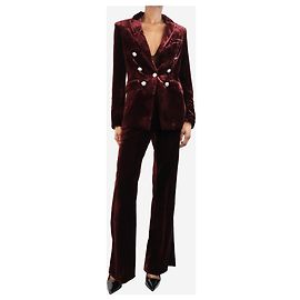 Veronica Beard Conjunto de traje de terciopelo burdeos de dos piezas - UK 6 Roja