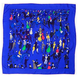 Hermès-Blue silk printed scarf-Blue